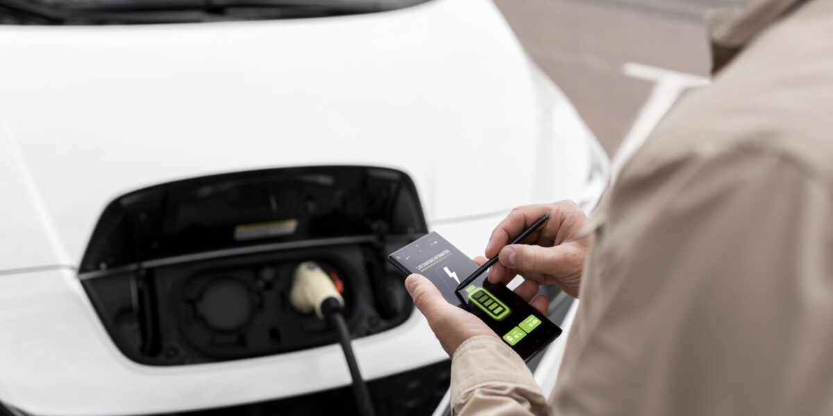 Close up electric car